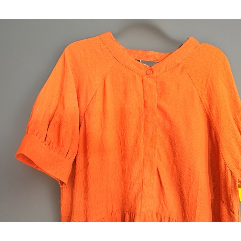 MEROKEETY Orange Maxi Dress Women's Xl CottageCore Prairie‎ Homestead Tiered